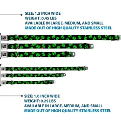 Dog Bone Seatbelt Buckle Collar - Aliens Head Scattered Galaxy2/Green/Black