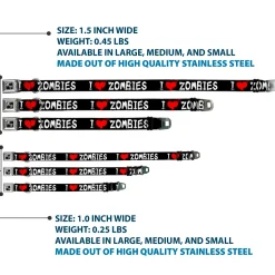 Dog Bone Seatbelt Buckle Collar - I "Heart" ZOMBIES Bloody Splatter Black/White/Red