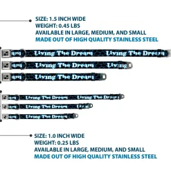 Dog Bone Seatbelt Buckle Collar - LIVING THE DREAM/Clouds Black/Blue/White