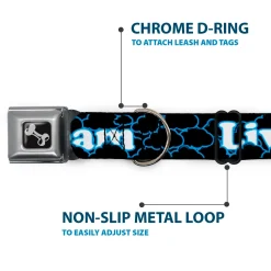 Dog Bone Seatbelt Buckle Collar - LIVING THE DREAM/Clouds Black/Blue/White