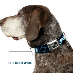 Dog Bone Seatbelt Buckle Collar - LIVING THE DREAM/Clouds Black/Blue/White