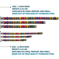 Dog Bone Seatbelt Buckle Collar - Checker & Stripe Skulls Black/Multi Neon