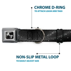 Dog Bone Seatbelt Buckle Collar - Galaxy Arch Black/Gray/White