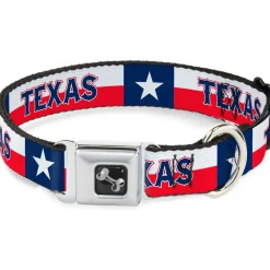 Dog Bone Seatbelt Buckle Collar - Texas Flag/TEXAS