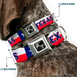 Dog Bone Seatbelt Buckle Collar - Texas Flag/TEXAS