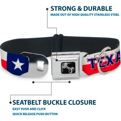 Dog Bone Seatbelt Buckle Collar - Texas Flag/TEXAS