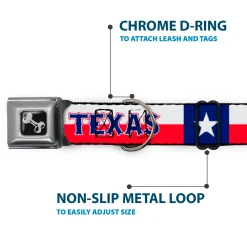 Dog Bone Seatbelt Buckle Collar - Texas Flag/TEXAS