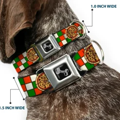 Dog Bone Seatbelt Buckle Collar - Pizza Pies