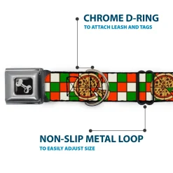 Dog Bone Seatbelt Buckle Collar - Pizza Pies