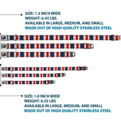 Dog Bone Seatbelt Buckle Collar - Tartan Plaid Khaki/Blues/Red