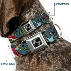 Dog Bone Seatbelt Buckle Collar - Live Hard Die Young Gray