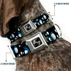 Dog Bone Seatbelt Buckle Collar - Emperor Penguins Gray/Blues