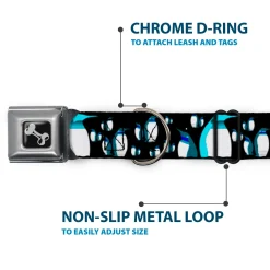 Dog Bone Seatbelt Buckle Collar - Emperor Penguins Gray/Blues