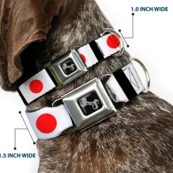 Dog Bone Seatbelt Buckle Collar - Japan Flags