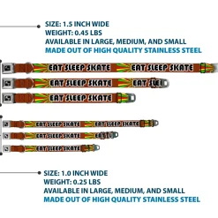 Dog Bone Seatbelt Buckle Collar - EAT SLEEP SKATE Brown/Rasta Burst