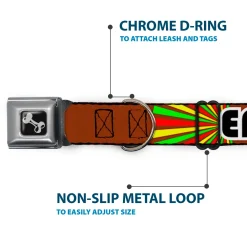 Dog Bone Seatbelt Buckle Collar - EAT SLEEP SKATE Brown/Rasta Burst