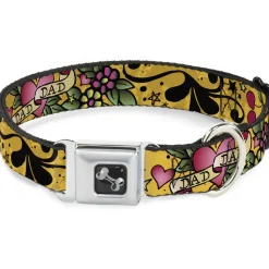 Dog Bone Seatbelt Buckle Collar - Dad & Dad Yellow
