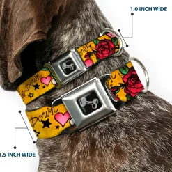 Dog Bone Seatbelt Buckle Collar - Dad & Dad Yellow