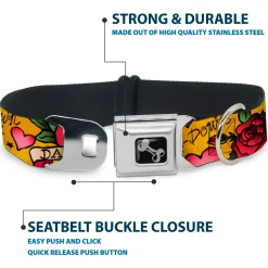 Dog Bone Seatbelt Buckle Collar - Dad & Dad Yellow