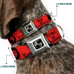 Dog Bone Seatbelt Buckle Collar - Che Red/Black