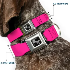 Dog Bone Seatbelt Buckle Collar - Hot Pink
