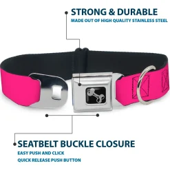 Dog Bone Seatbelt Buckle Collar - Hot Pink