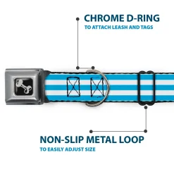 Dog Bone Seatbelt Buckle Collar - Triple Stripe White/Blue