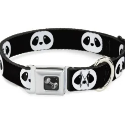 Dog Bone Seatbelt Buckle Collar - Panda Face Black/White