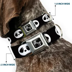 Dog Bone Seatbelt Buckle Collar - Panda Face Black/White