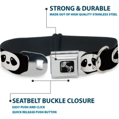 Dog Bone Seatbelt Buckle Collar - Panda Face Black/White