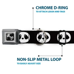 Dog Bone Seatbelt Buckle Collar - Panda Face Black/White