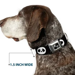 Dog Bone Seatbelt Buckle Collar - Panda Face Black/White