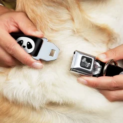 Dog Bone Seatbelt Buckle Collar - Panda Face Black/White