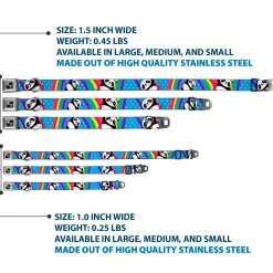 Dog Bone Seatbelt Buckle Collar - Pandas & Rainbows w/Stars