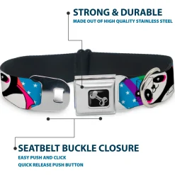 Dog Bone Seatbelt Buckle Collar - Pandas & Rainbows w/Stars
