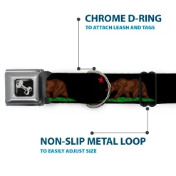 Dog Bone Seatbelt Buckle Collar - California Flag Bear Black