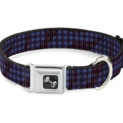 Dog Bone Seatbelt Buckle Collar - Buffalo Plaid Abstract White/Black/Turquoise
