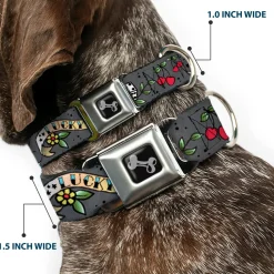 Dog Bone Seatbelt Buckle Collar - Lucky Gray
