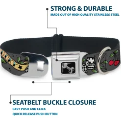 Dog Bone Seatbelt Buckle Collar - Lucky Gray