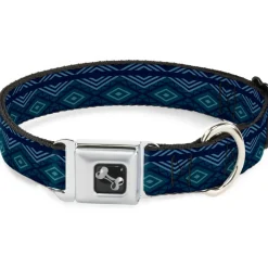 Dog Bone Seatbelt Buckle Collar - Aztec3 Blues