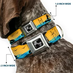 Dog Bone Seatbelt Buckle Collar - SUP w/Dog Yellows/Blues/Black