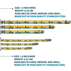 Dog Bone Seatbelt Buckle Collar - SUP w/Dog Yellows/Blues/Black