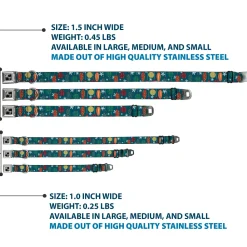 Dog Bone Seatbelt Buckle Collar - Christmas Ornaments/Snowflakes Blue/White/Multi Color