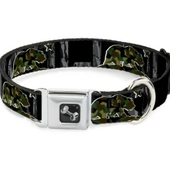 Dog Bone Seatbelt Buckle Collar - CALIFORNIA/Flag Bear Black/Camo Gray/Camo Olive