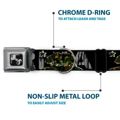 Dog Bone Seatbelt Buckle Collar - CALIFORNIA/Flag Bear Black/Camo Gray/Camo Olive