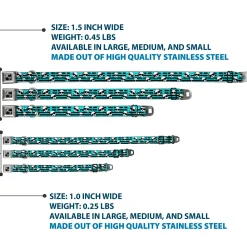 Dog Bone Seatbelt Buckle Collar - Multi Panda w/Sunglasses Stripe Turquoise/Black