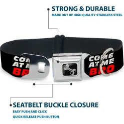 Dog Bone Seatbelt Buckle Collar - COME-AT ME-BRO Black/White/Red