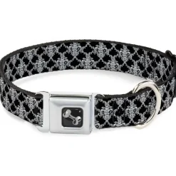 Dog Bone Seatbelt Buckle Collar - Boudoir Wallpaper Black/White