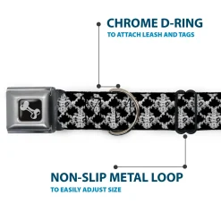 Dog Bone Seatbelt Buckle Collar - Boudoir Wallpaper Black/White