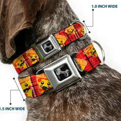 Dog Bone Seatbelt Buckle Collar - Pizza Man Plaid Red